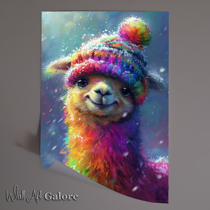 Buy Unframed Poster : (A cute llama laughing in a rainbow hat)