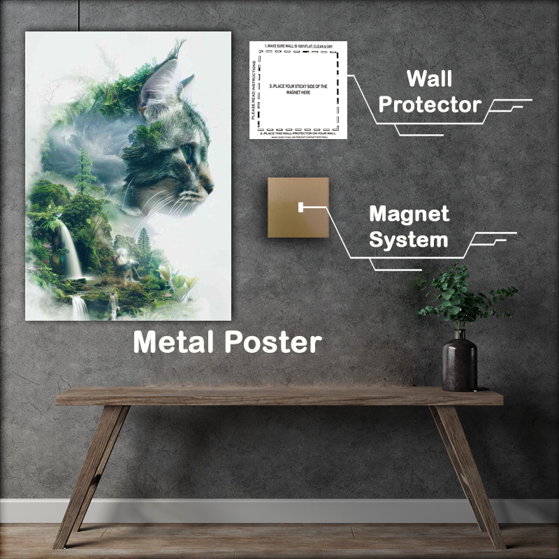 Buy Metal Poster : (A double exposure illustration of cat)