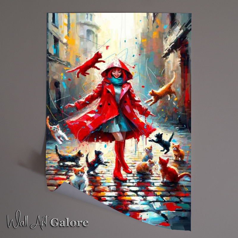 Buy Unframed Poster : (A girl in a striking red raincoat and vibrant red boots)