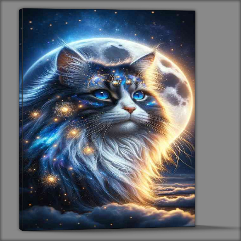 Buy Canvas : (A majestic fluffy cat with deep blue eyes)