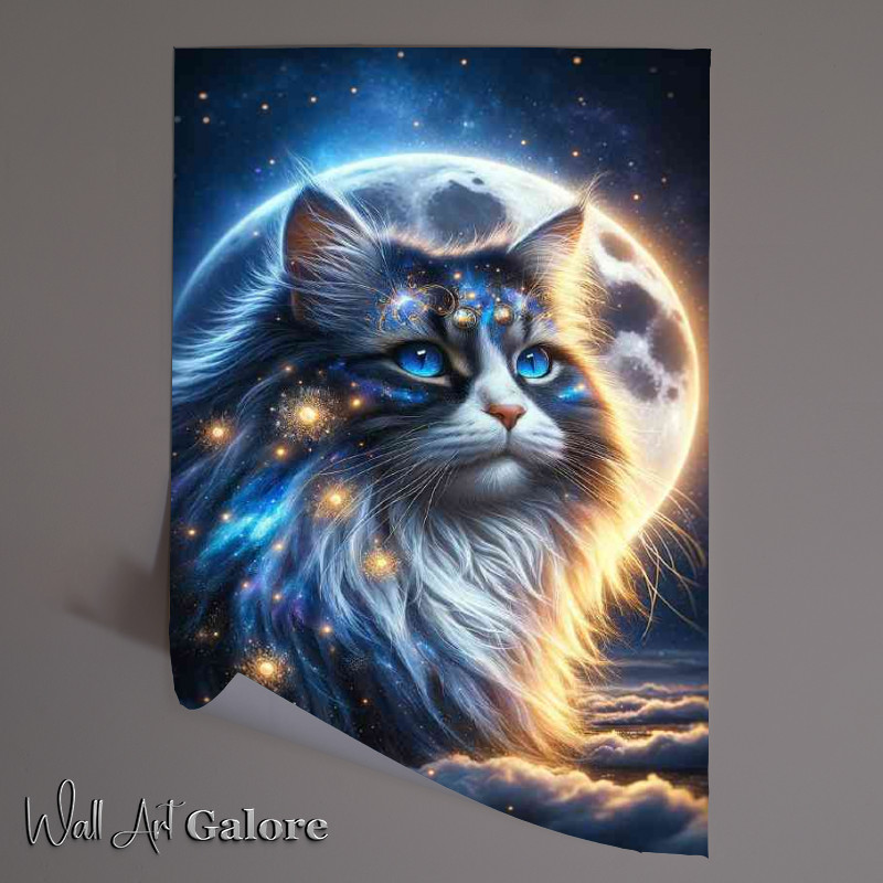 Buy Unframed Poster : (A majestic fluffy cat with deep blue eyes)
