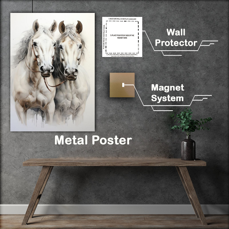 Buy Metal Poster : (A pair of white Horses)