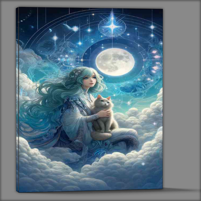 Buy Canvas : (A scene where a character with flowing teal hair)