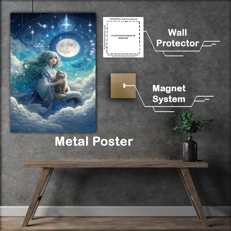 Buy Metal Poster : (A scene where a character with flowing teal hair)