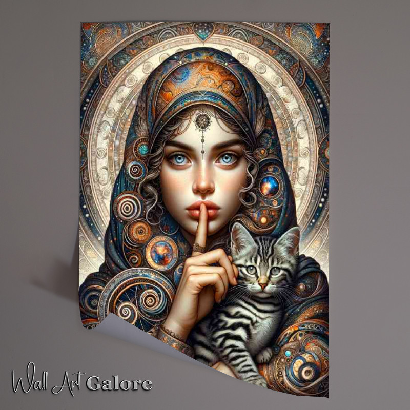 Buy Unframed Poster : (A young woman with a Cat and wise gaze)