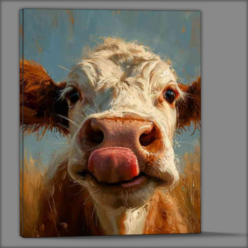 Buy Canvas : (Animated cow with the licking lips)