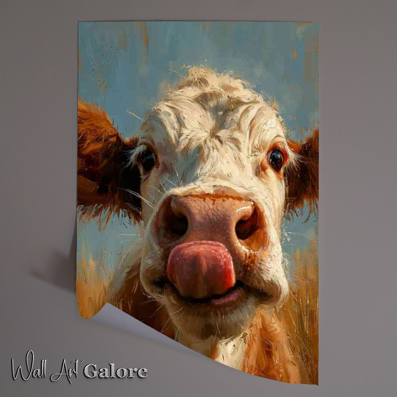 Buy Unframed Poster : (Animated cow with the licking lips)