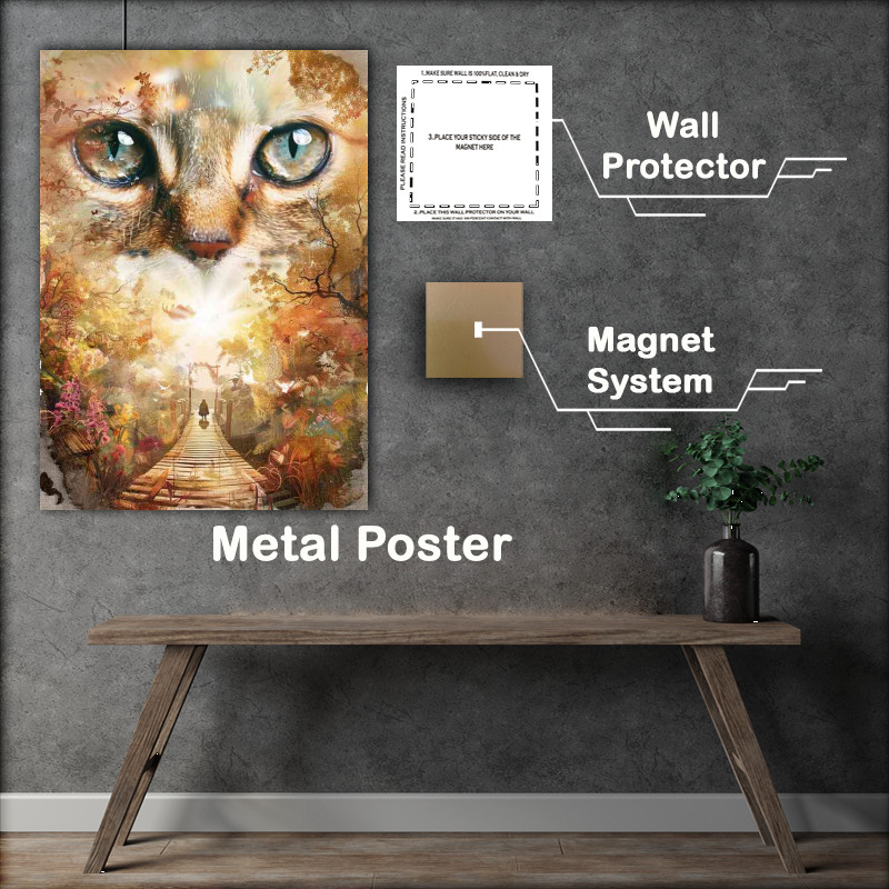Buy Metal Poster : (Big Cats eyes over the bridge)