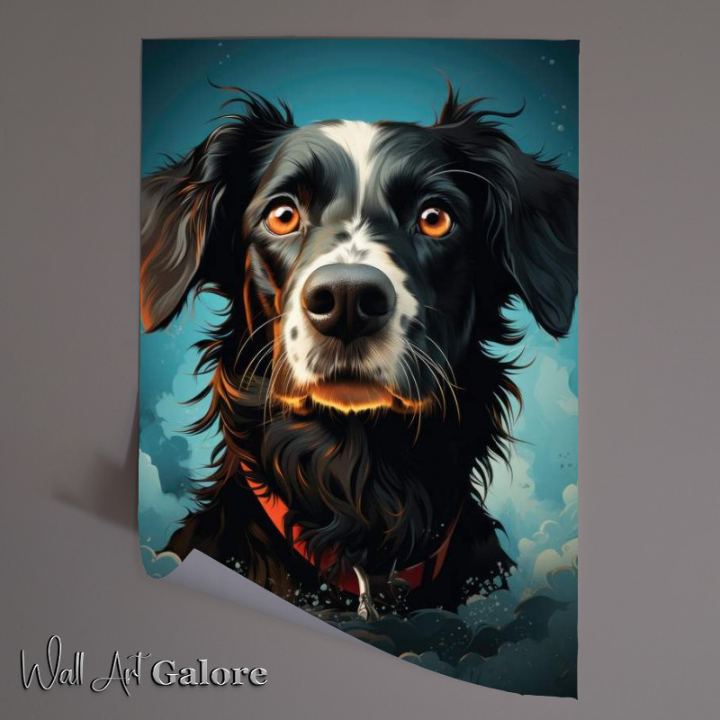 Buy Unframed Poster : (Black And white Dog with blue sky)