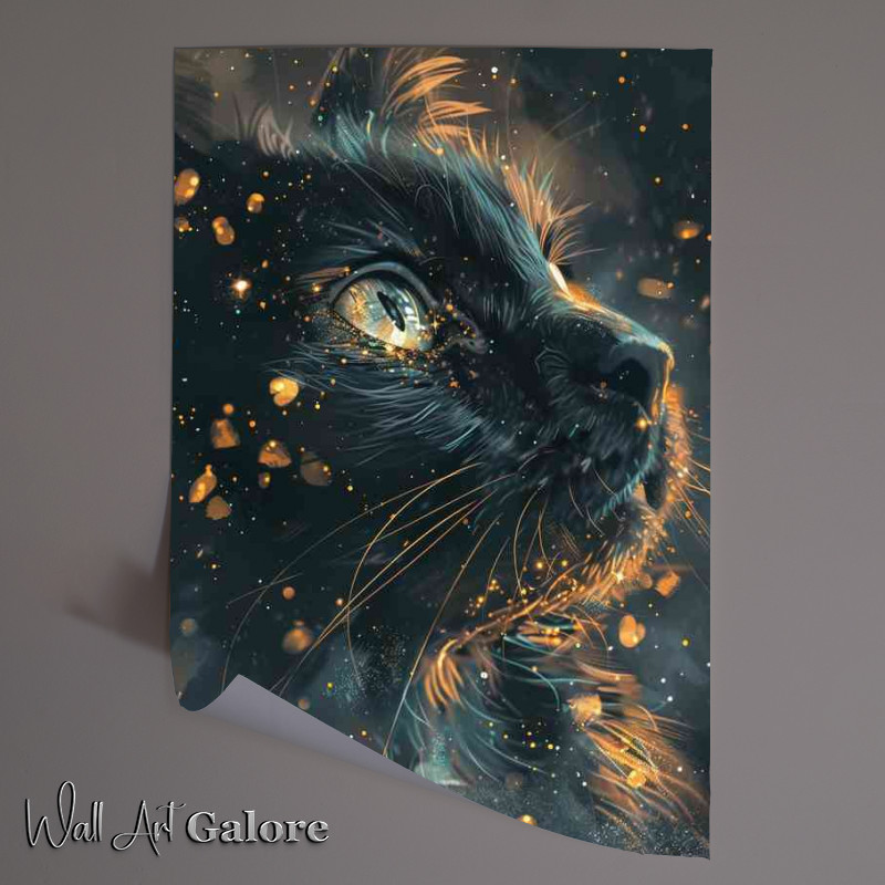 Buy Unframed Poster : (Black Cat Gold Stars)