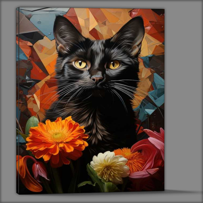 Buy Canvas : (Black Cat in the flowers)