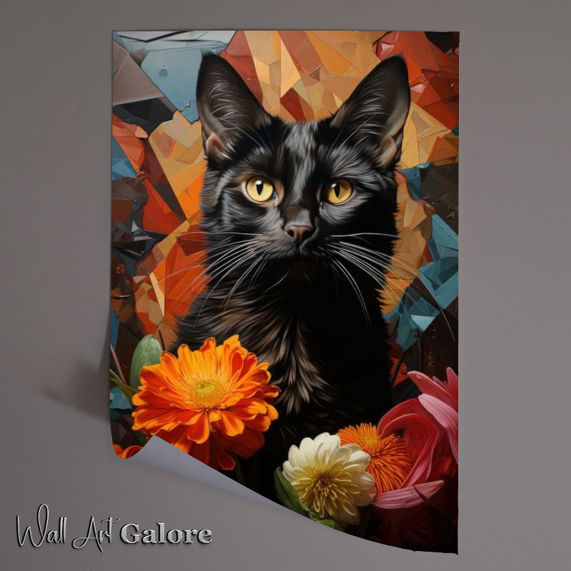 Buy Unframed Poster : (Black Cat in the flowers)
