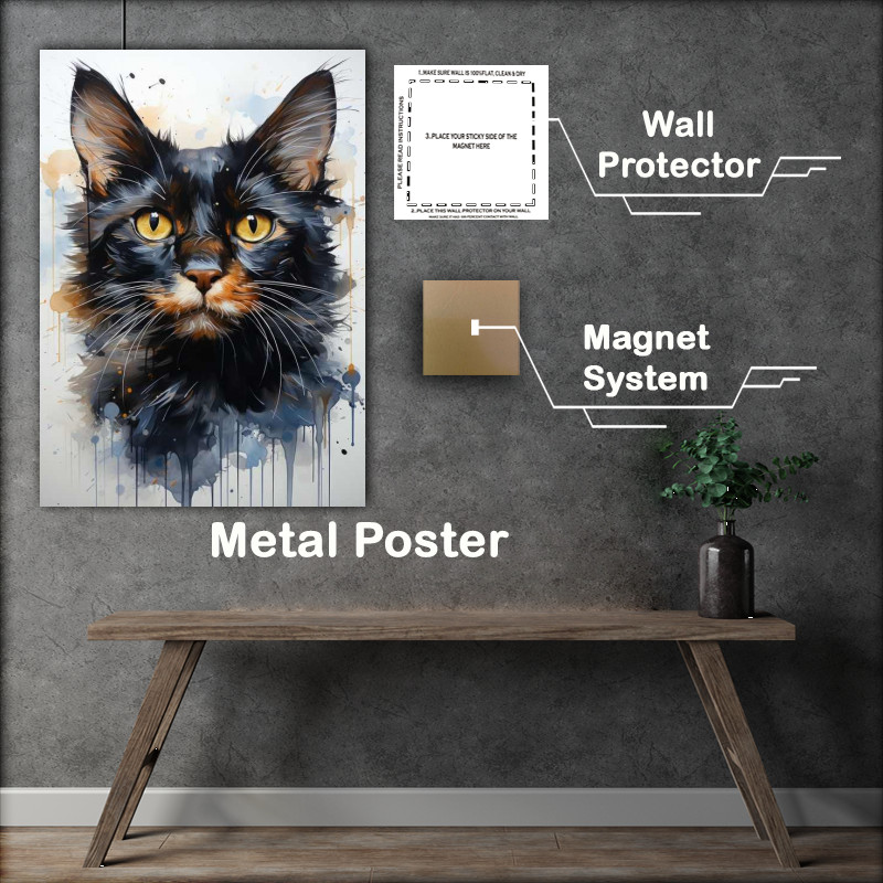 Buy Metal Poster : (Black Cat in watercolours)