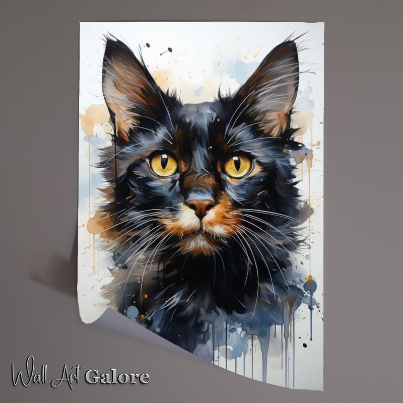 Buy Unframed Poster : (Black Cat in watercolours)