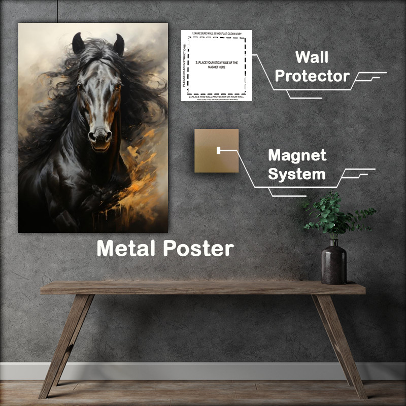 Buy Metal Poster : (Black beautiful horse)