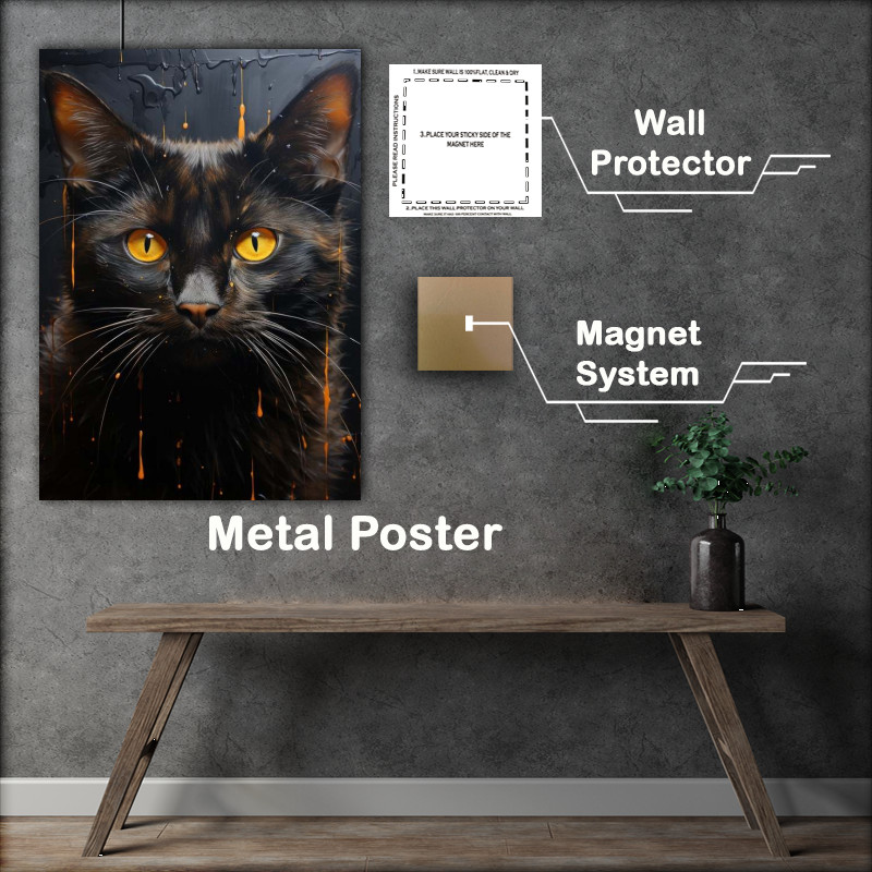 Buy Metal Poster : (Black tabby Cat yellow eyes)