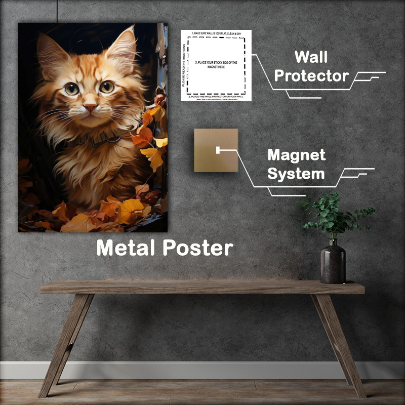 Buy Metal Poster : (Brown Cat in Autumn)