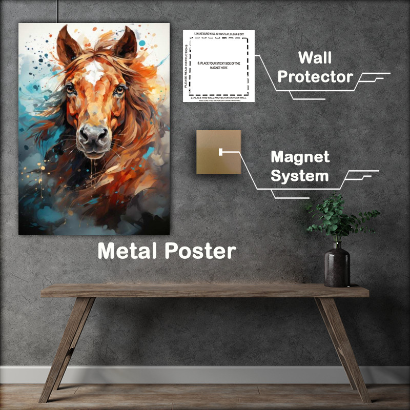 Buy Metal Poster : (Brown Horse head with watercolours)