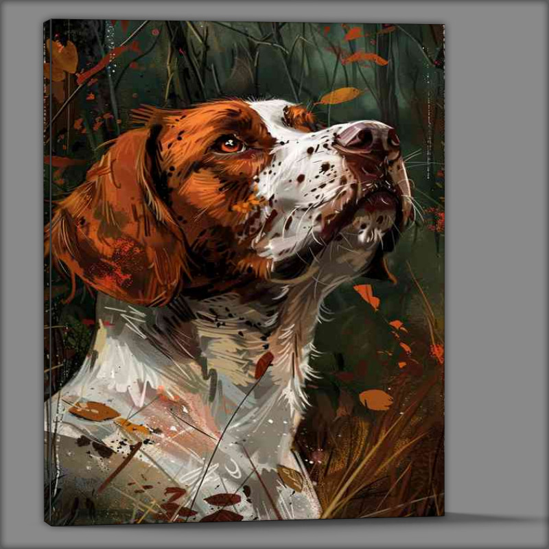 Buy Canvas : (Brown and white Springer dog in a forest)