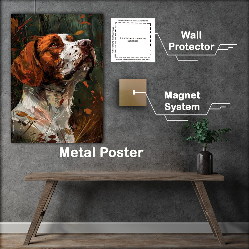 Buy Metal Poster : (Brown and white Springer dog in a forest)