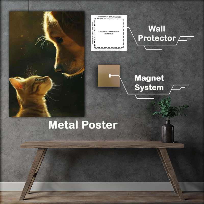 Buy Metal Poster : (Cat and Dog facing each other)