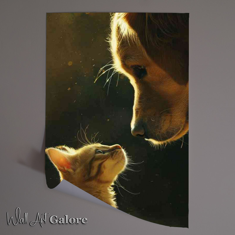 Buy Unframed Poster : (Cat and Dog facing each other)