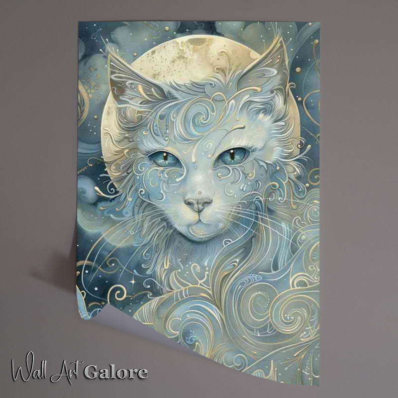 Buy Unframed Poster : (Cat in a moonlit sky)