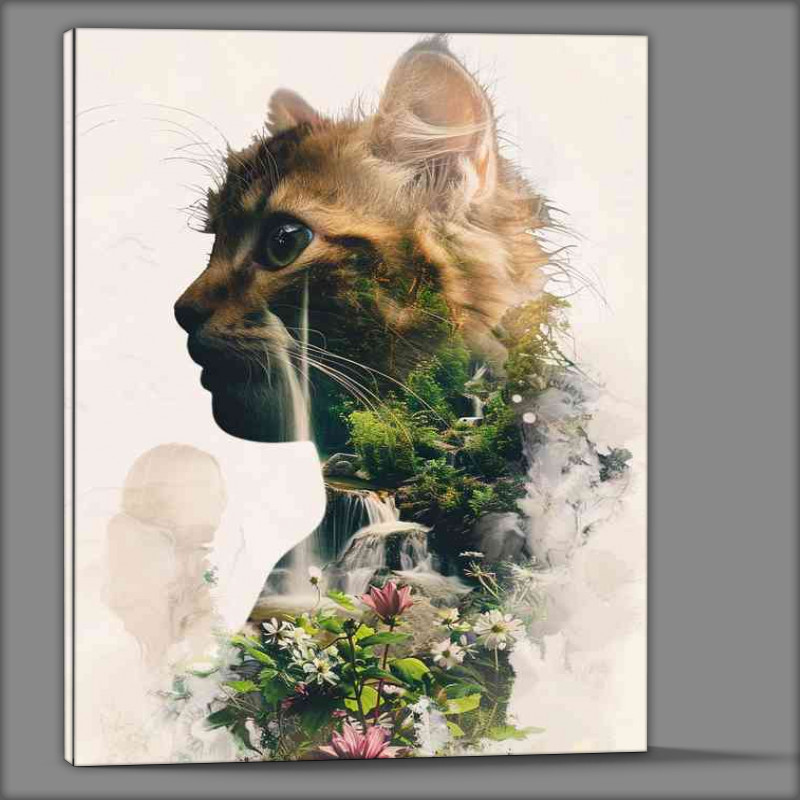 Buy Canvas : (Cat in the forest double exposure)