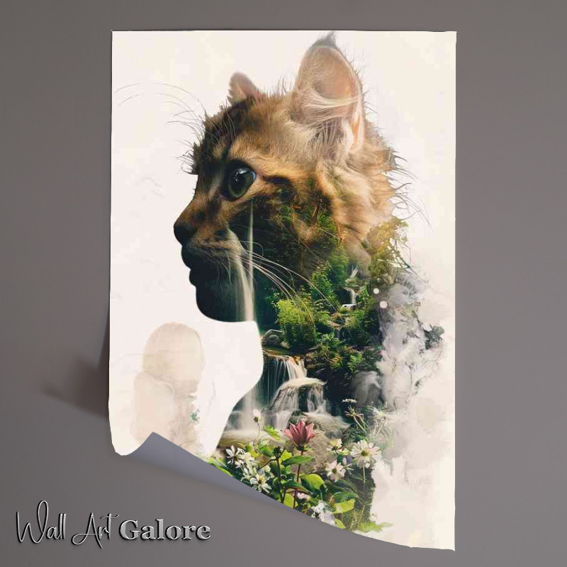 Buy Unframed Poster : (Cat in the forest double exposure)