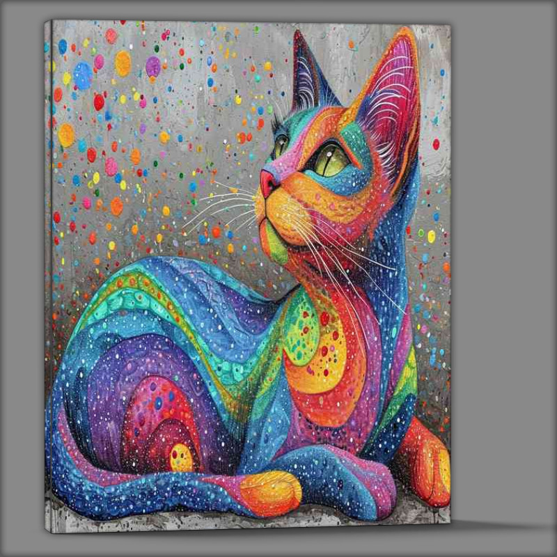 Buy Canvas : (Cat resting in full dots and colours)