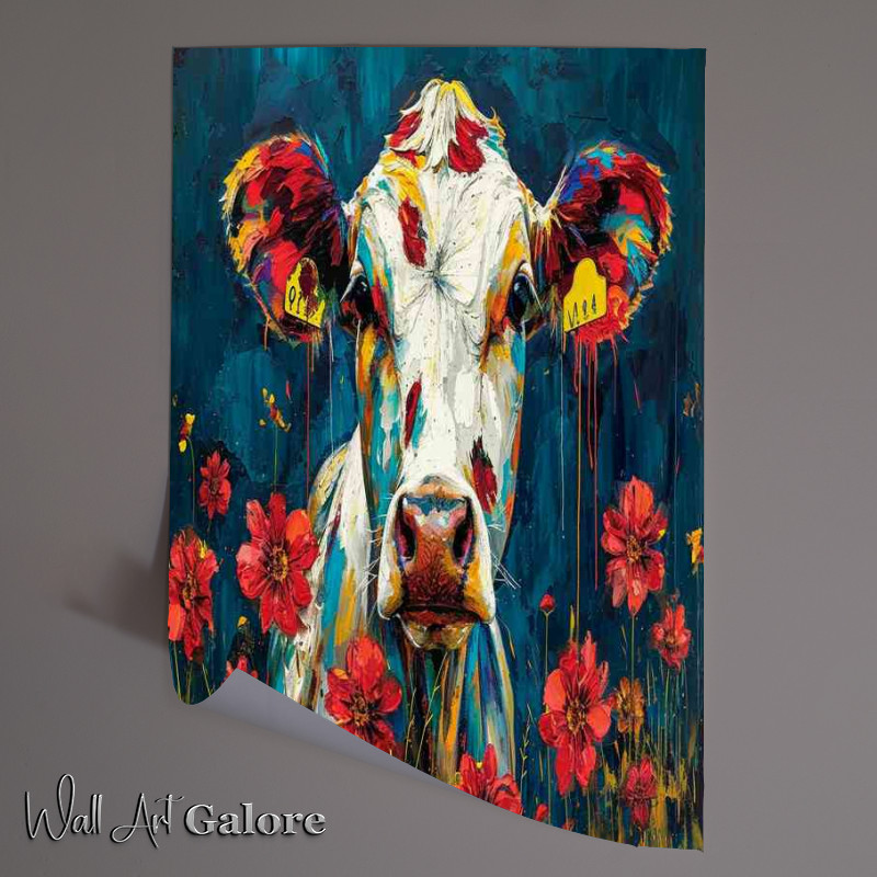 Buy Unframed Poster : (Claire the cow in a painted field)