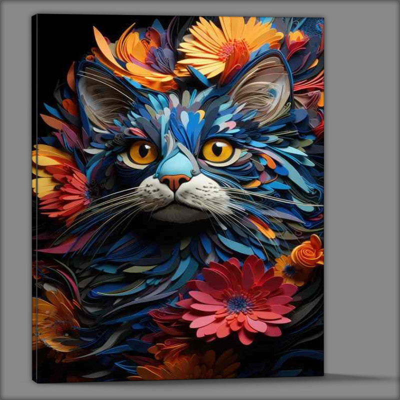 Buy Canvas : (Colourful Cat surrounded by flowers)