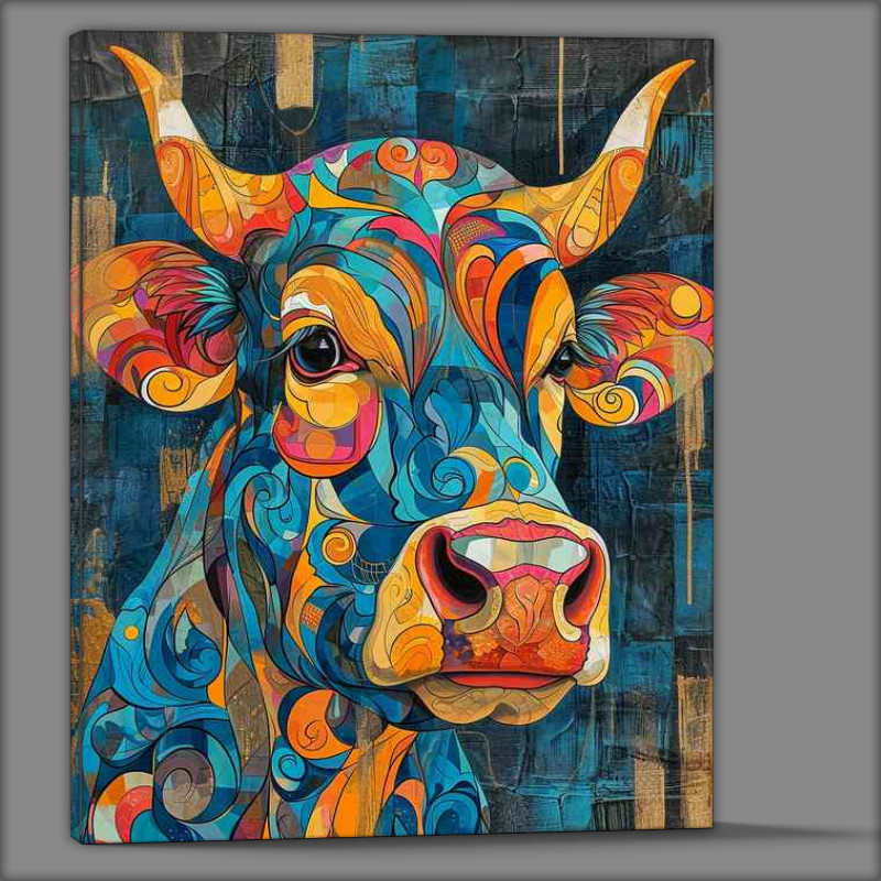 Buy Canvas : (Colourful cow in abstract form)