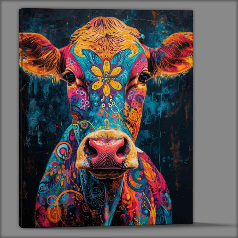 Buy Canvas : (Cow with colorful art on his face)