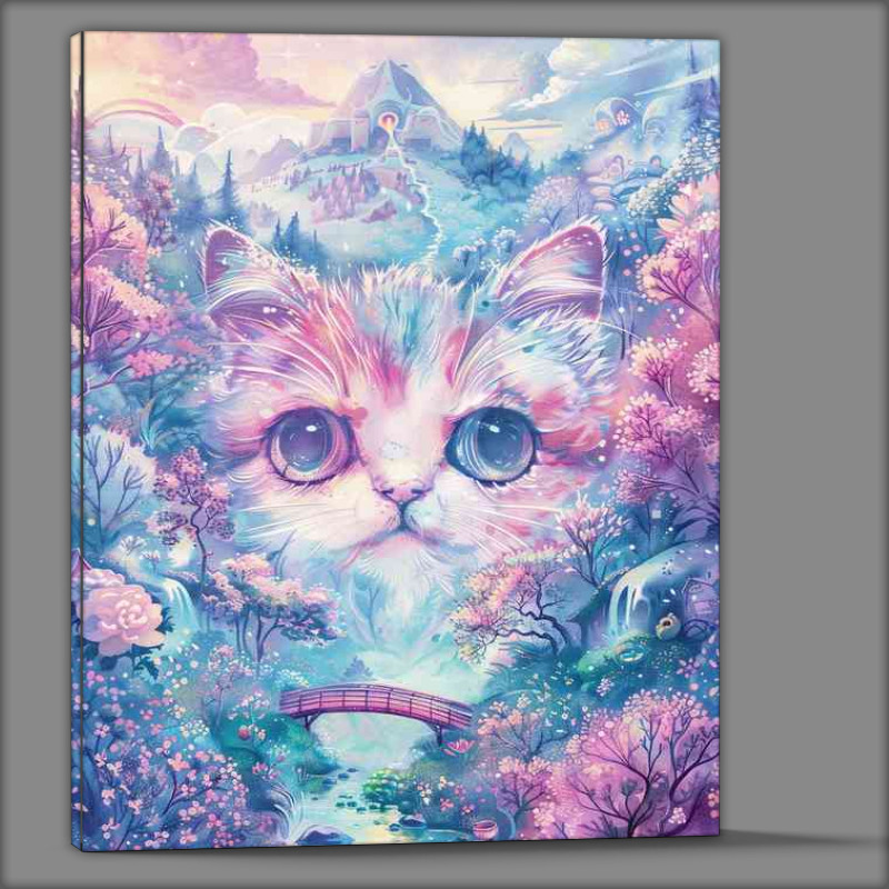 Buy Canvas : (Cute cat face in the mountains)