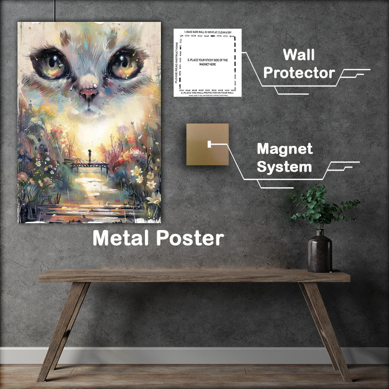 Buy Metal Poster : (Cute cat in the medows)