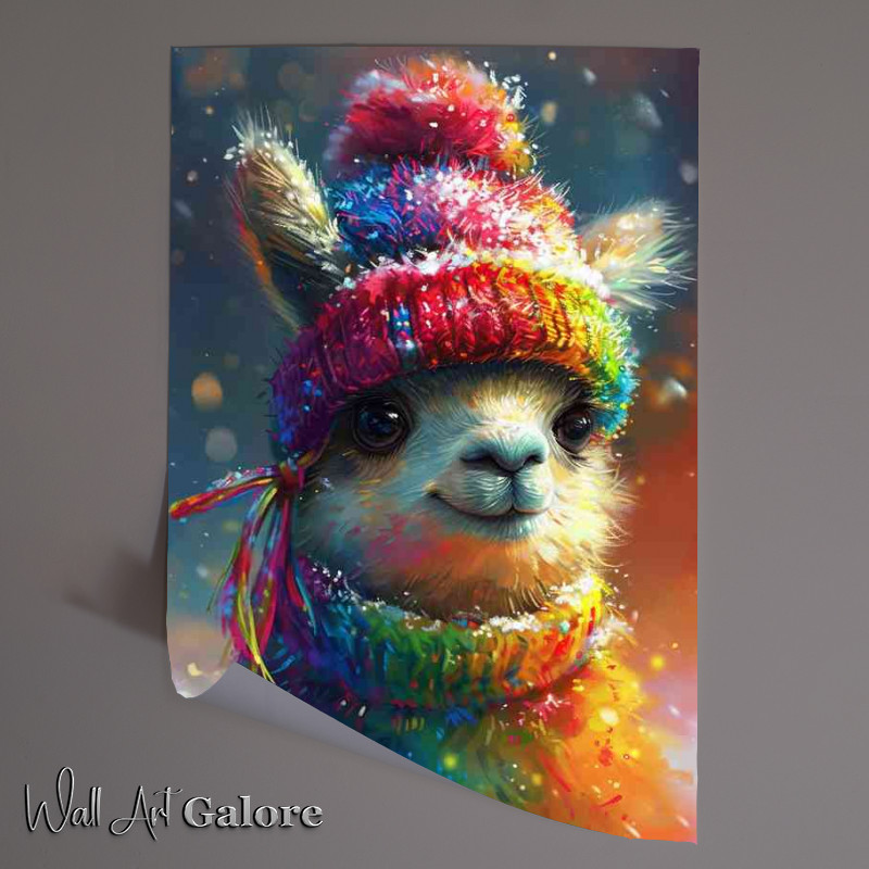 Buy Unframed Poster : (Cute llama in a rainbow hat and jumper)