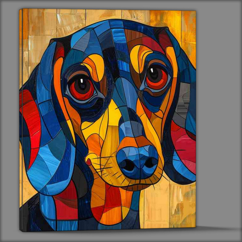 Buy Canvas : (Dachshund dog with red eyes cubisim art)