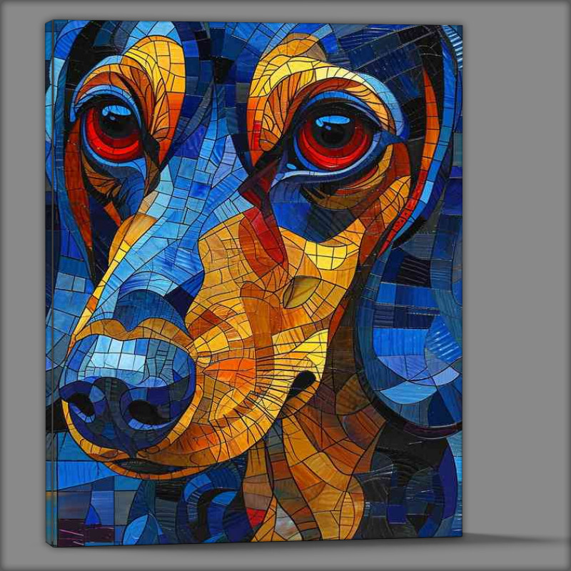 Buy Canvas : (Dachshund dog with red eyesand a stained glass effect)