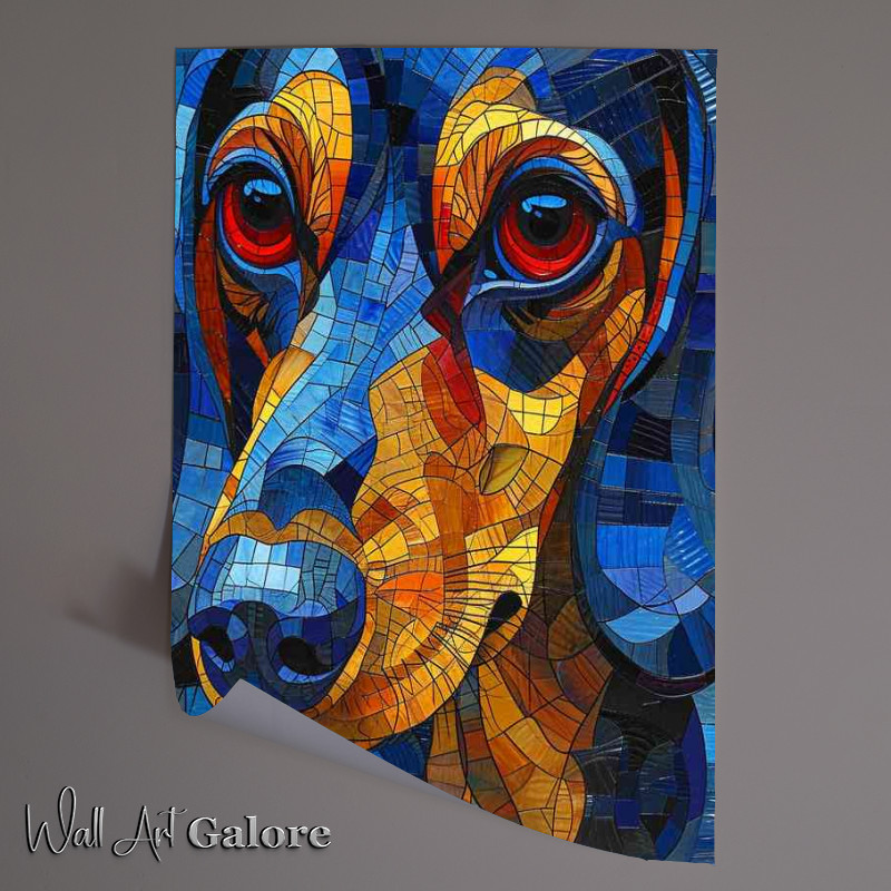 Buy Unframed Poster : (Dachshund dog with red eyesand a stained glass effect)