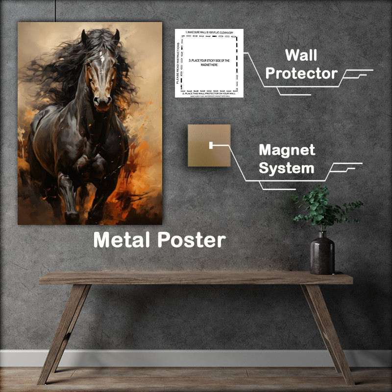 Buy Metal Poster : (Dark Horse Galloping)