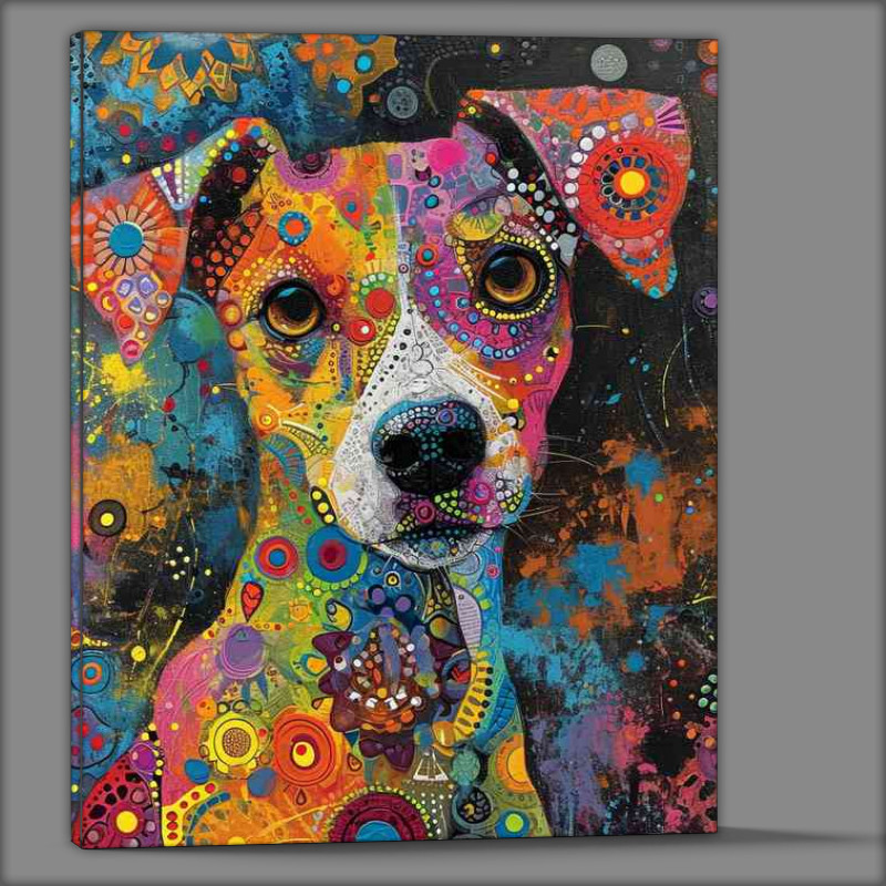 Buy Canvas : (Dog with psychedelic patterdale terrier)