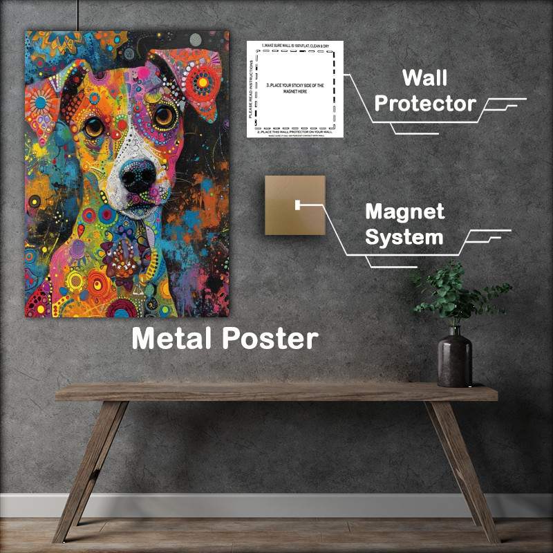 Buy Metal Poster : (Dog with psychedelic patterdale terrier)