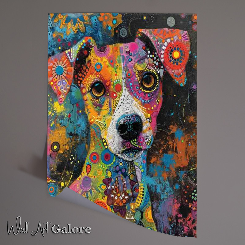 Buy Unframed Poster : (Dog with psychedelic patterdale terrier)