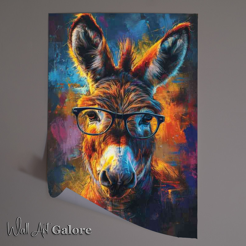Buy Unframed Poster : (Donkey in glasses looking ream)