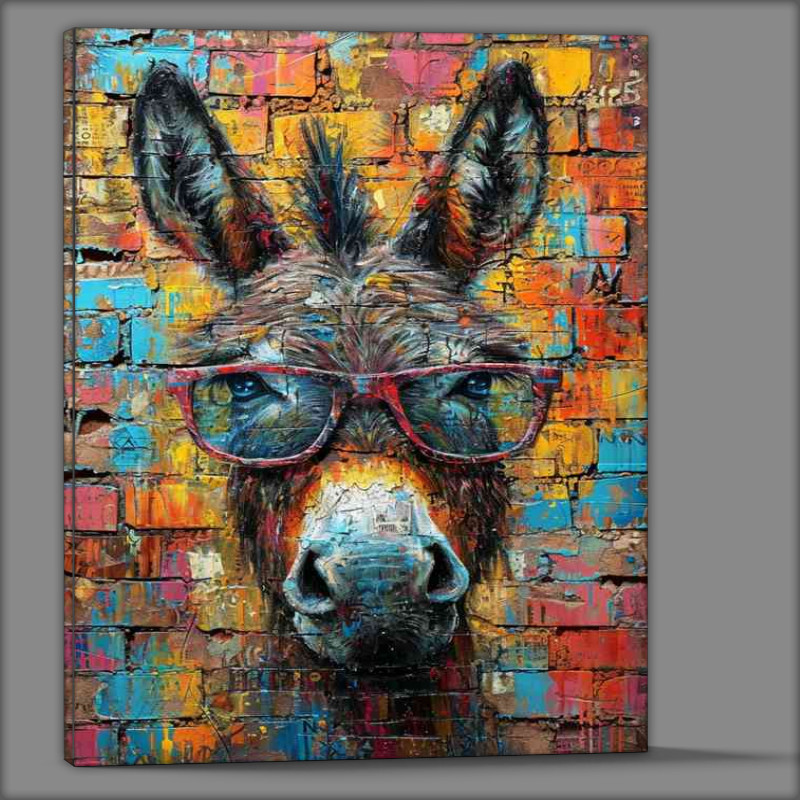 Buy Canvas : (Donkey in glasses with street art wall)