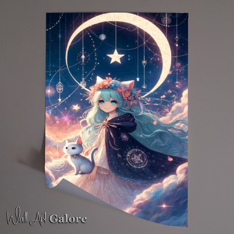 Buy Unframed Poster : (Dreamy scene featuring a whimsical character with a cat)