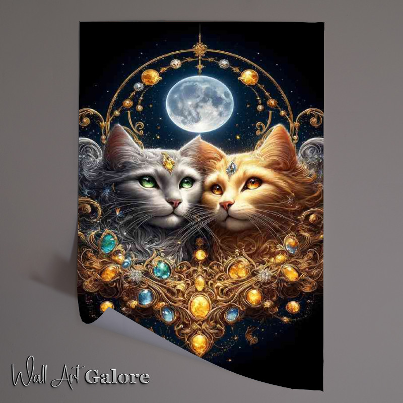 Buy Unframed Poster : (Envision a pair of elegant cats one with lustrous silver)