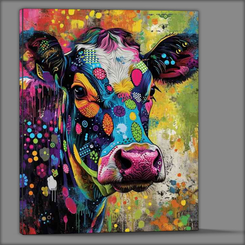 Buy Canvas : (Funny bight cow painted in colours)