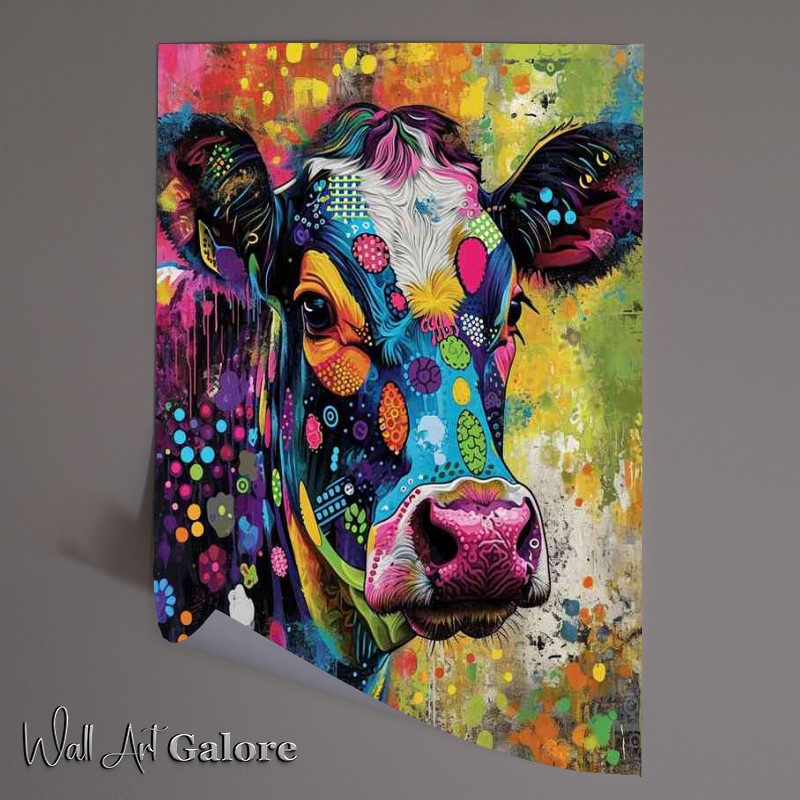 Buy Unframed Poster : (Funny bight cow painted in colours)